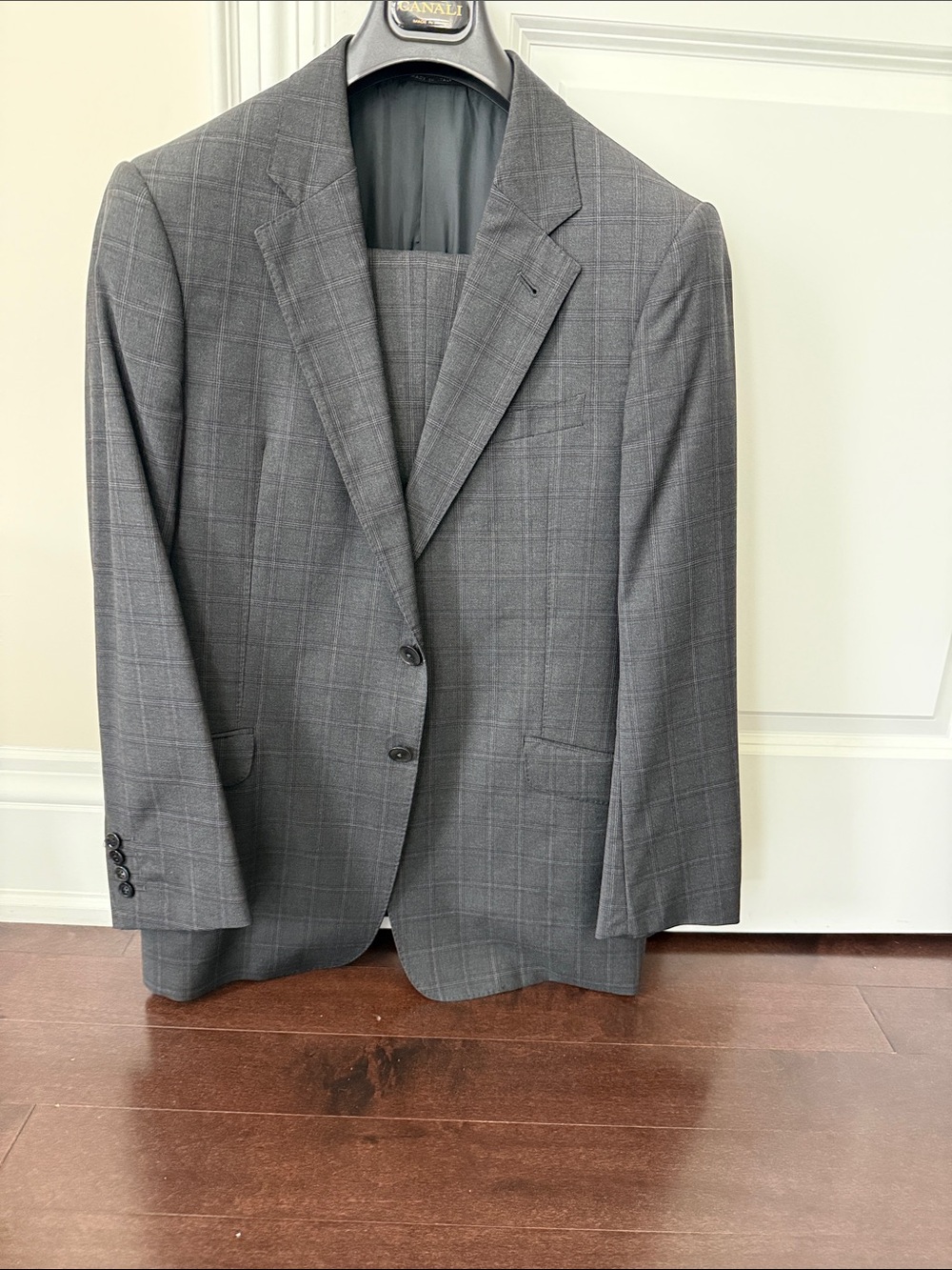 Armani Collezioni Charcoal Gray Windowpane Suit Jacket